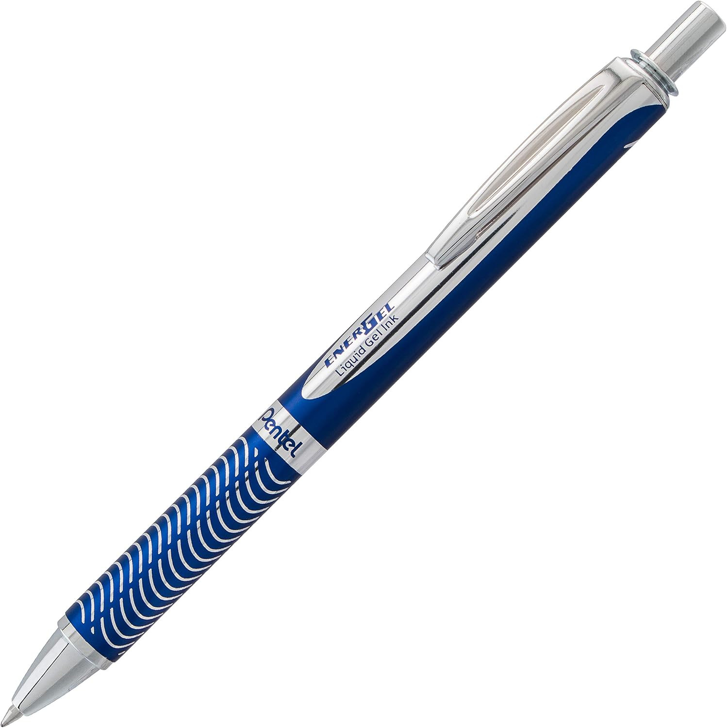 Pentel Energel Alloy Retractable Liquid Gel Pen, (0.7Mm) Medium Line, Navy Blue