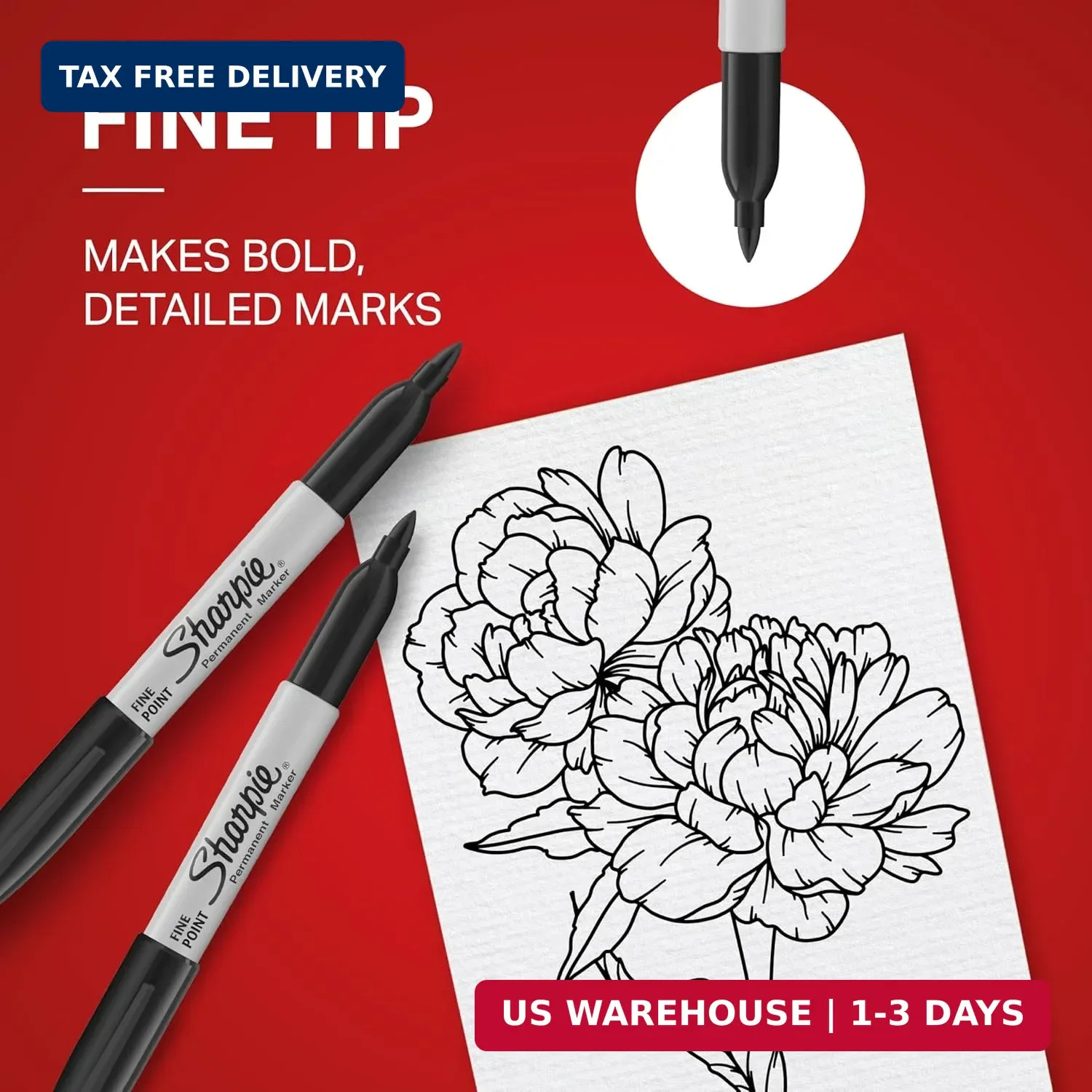 Sharpie Permanent Markers, Fine Tip, Black, 12 Count – Quick Drying, Fade Resist