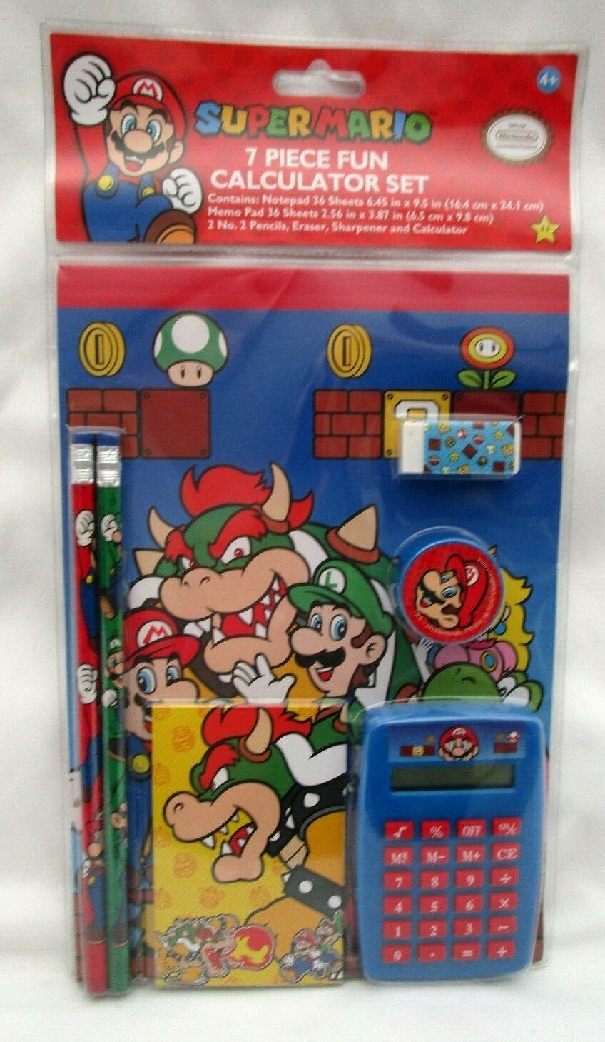 Unisex Super Mario Brothers & Friends 7 pc Calculator Stationary Set-Brand New!