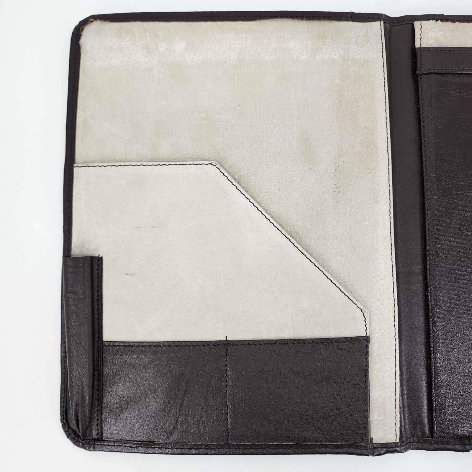 Padfolio Folder Binder Legal Pad Size Dark Brown Leather Vinyl Padded Pen Holder