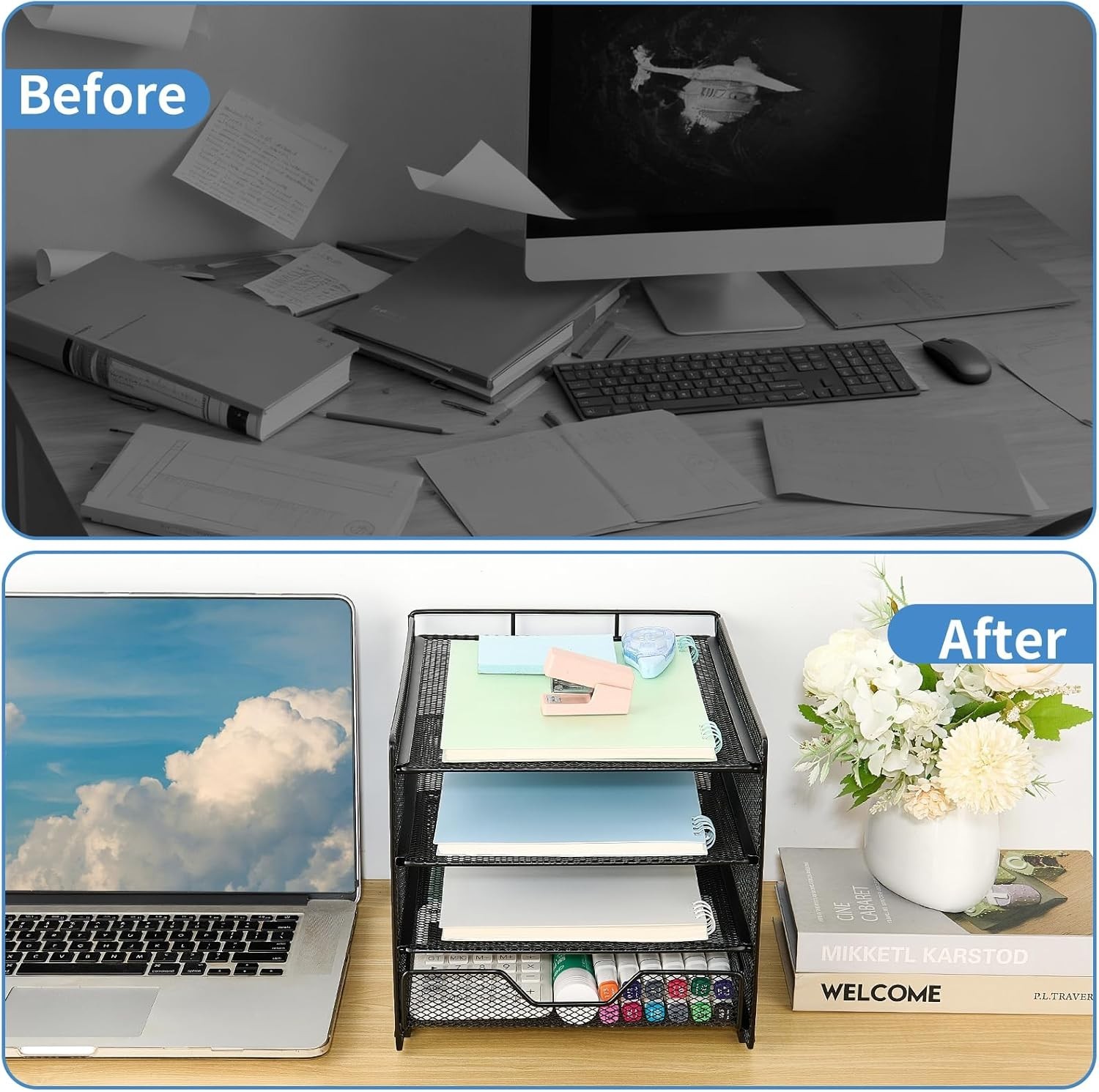 Folding 4-Tier Desk Organizer – Maximize Space and Enhance Productivity