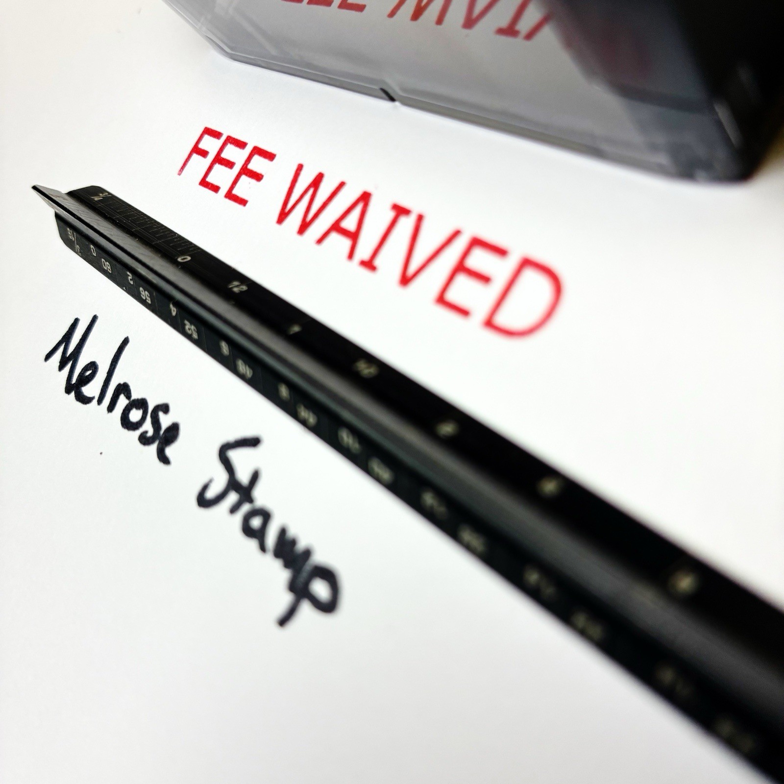 Fee Waived Rubber Stamp Red Ink Self Inking Ideal 4913