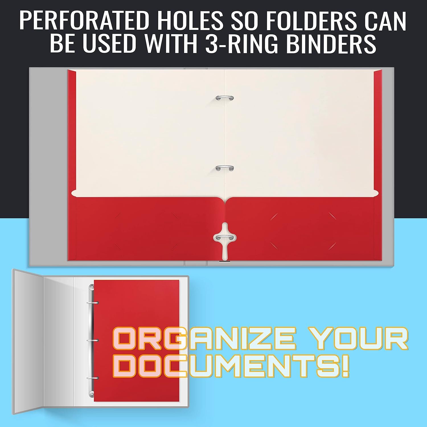 Better Office Products Two Pocket Portfolio Folders, 8.5 x 11 inch, Red