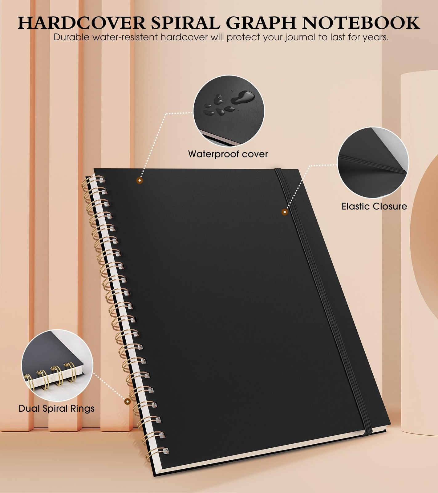 Graph Notebook, Spiral Notebook Journal 8.5” x 11”, A4 Large Grid Notebooks f…