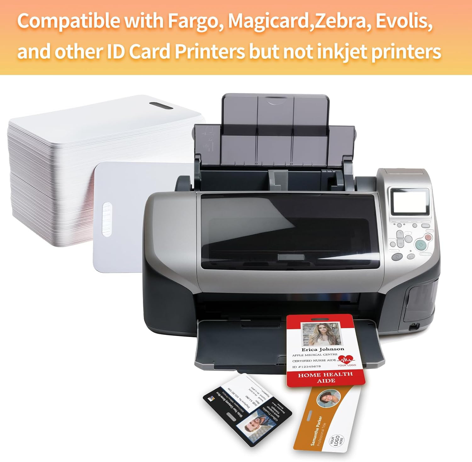 100 Pack Premium Blank PVC Cards with Slot Punch on Short Side – CR80 30mil Vert