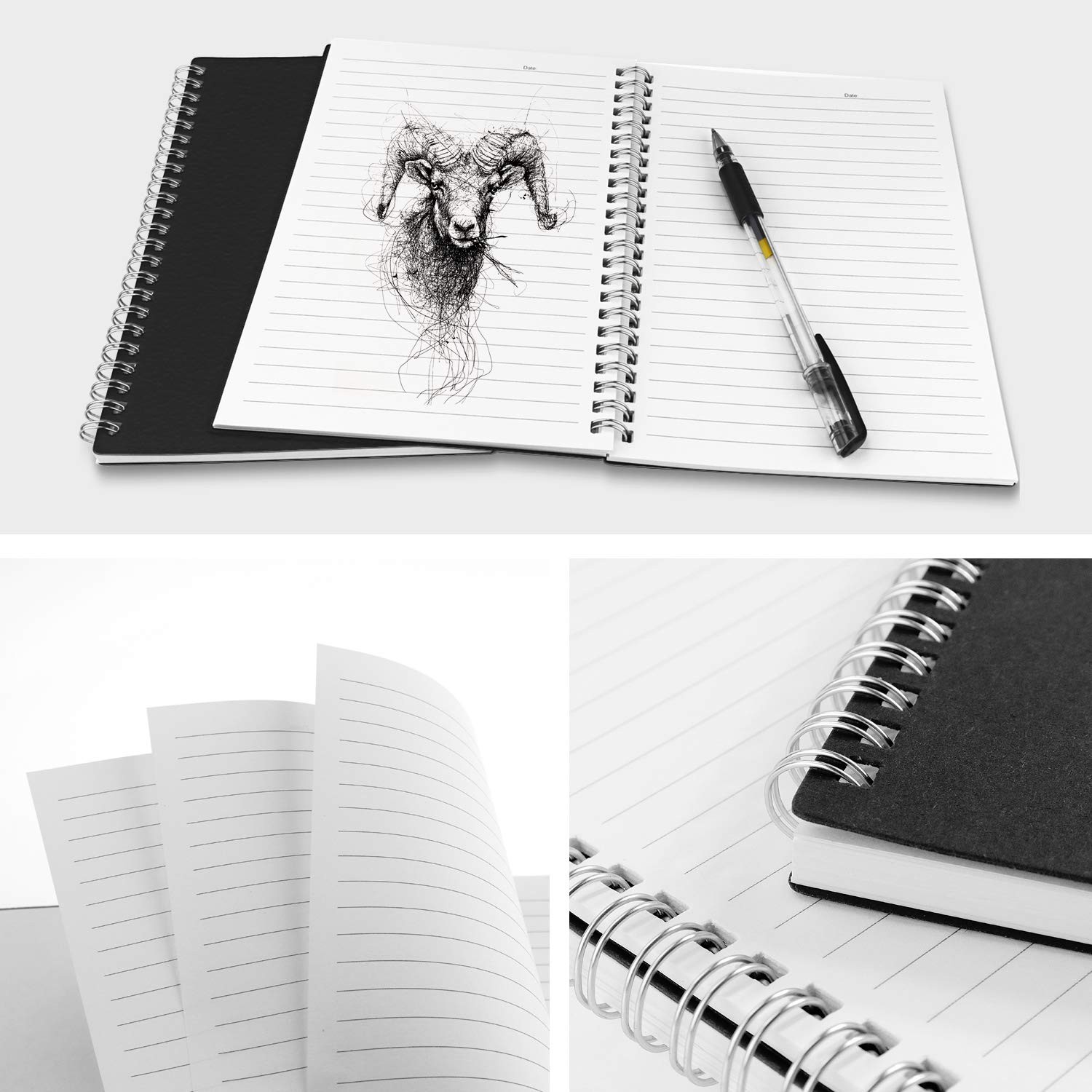 Sprial Notebook Kraft Soft Cover College Ruled Notebooks, Wirebound Memo Diar…