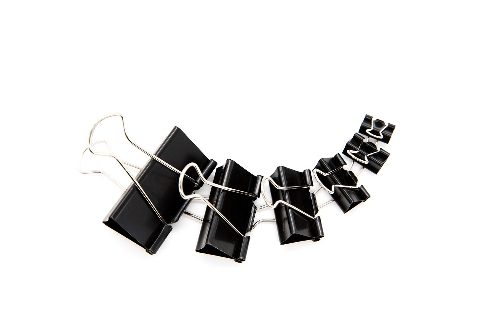 Heavy Duty Assorted Binder Clips 100pcs | 6 Sizes Tempered Steel Paper Clamp Set