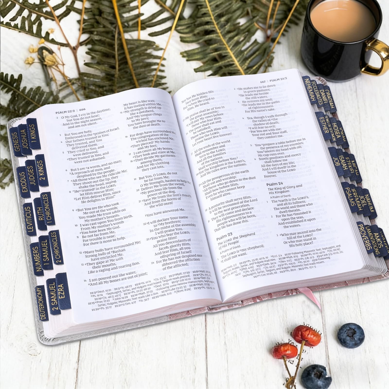 Leather Blue Bible Tabs Laminated Large Print Gold Foil Bible Tabs for Men W