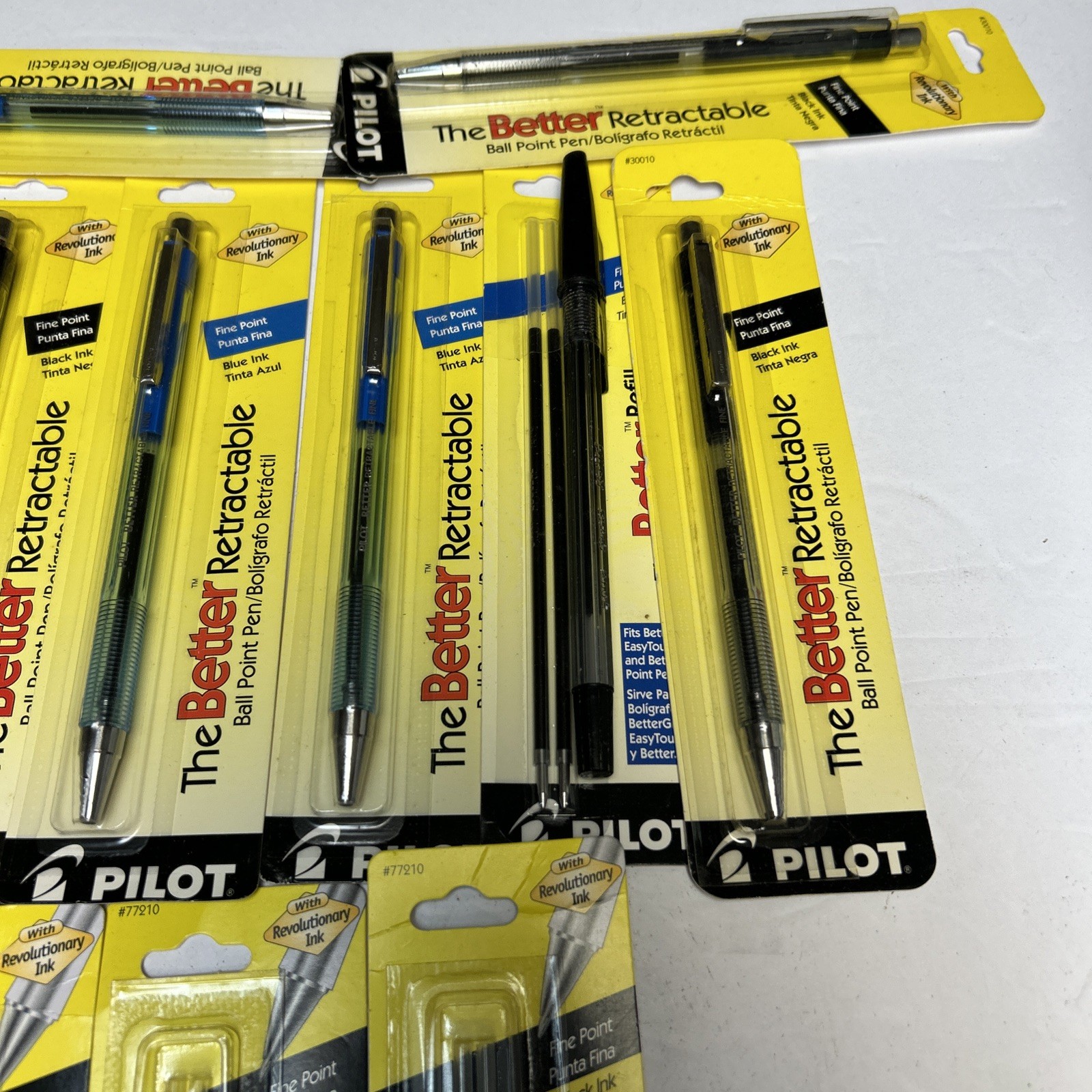 9 Pack Pilot Better Retractable Ball Point Pen, Fine, Black & Blue With 6 Refill
