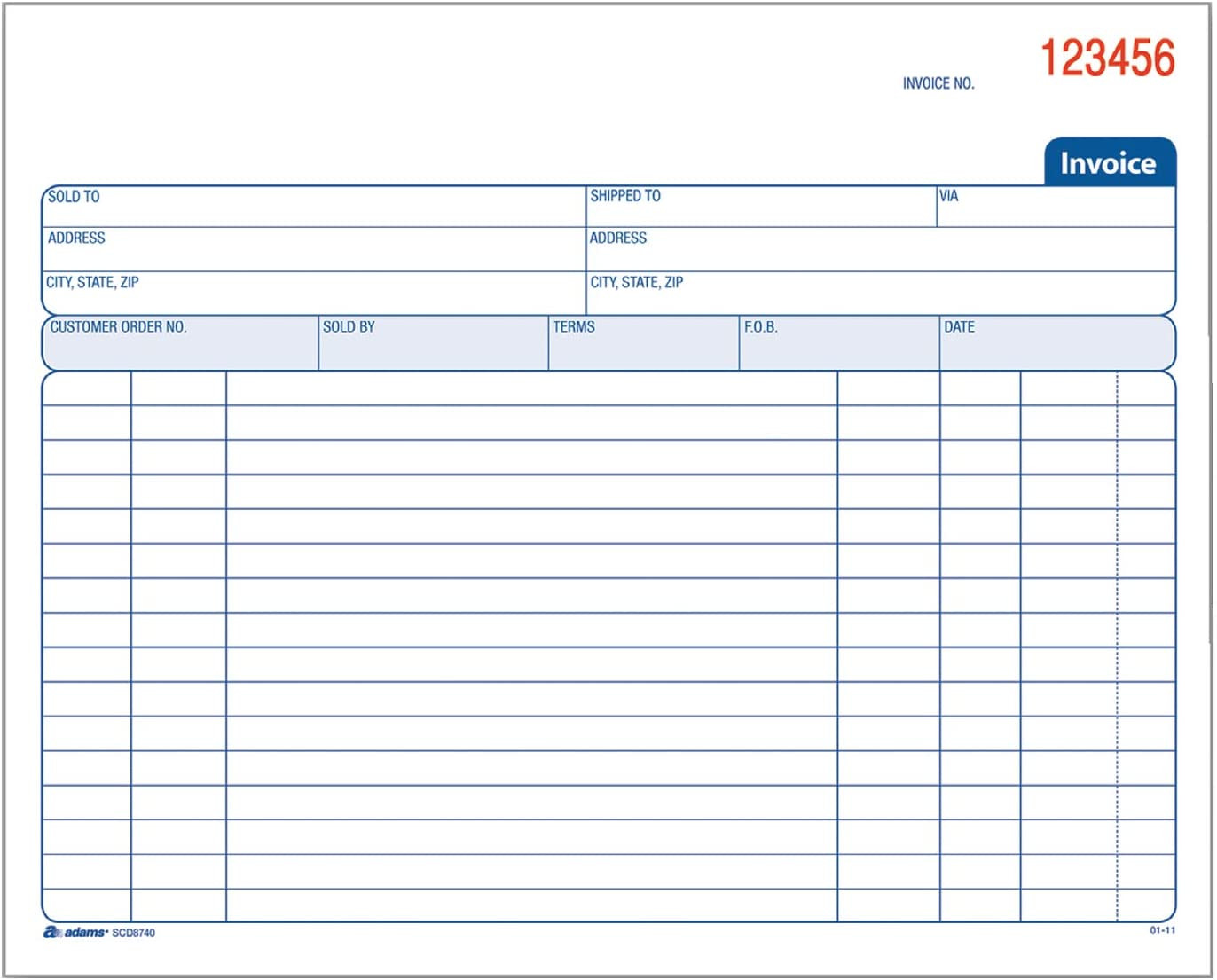 Spiral Invoice Book, 8 1/2 X 7 1/4, 2-Part, Carbonless, White/Canary, (SCD8740)