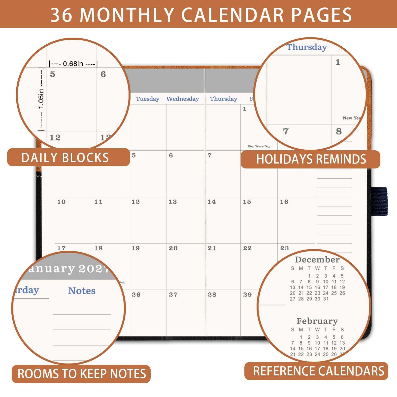 2026-2029 Pocket Calendar/Planner – 3 Year Monthly Pocket Calendar 2026-2029,…