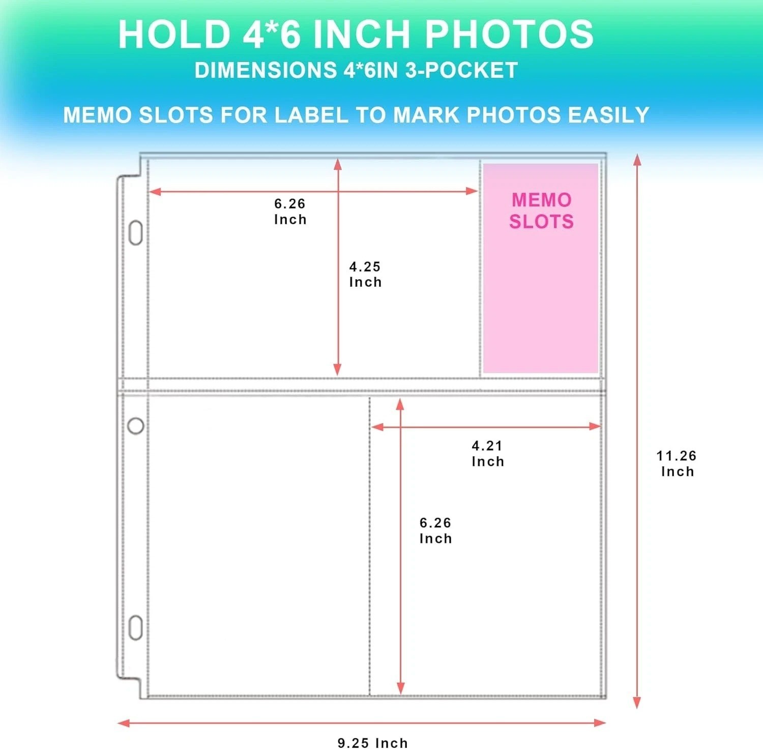 50 Pack 4×6″ Ultra-Clear Photo Album Refill Pages for 3-Ring Binders