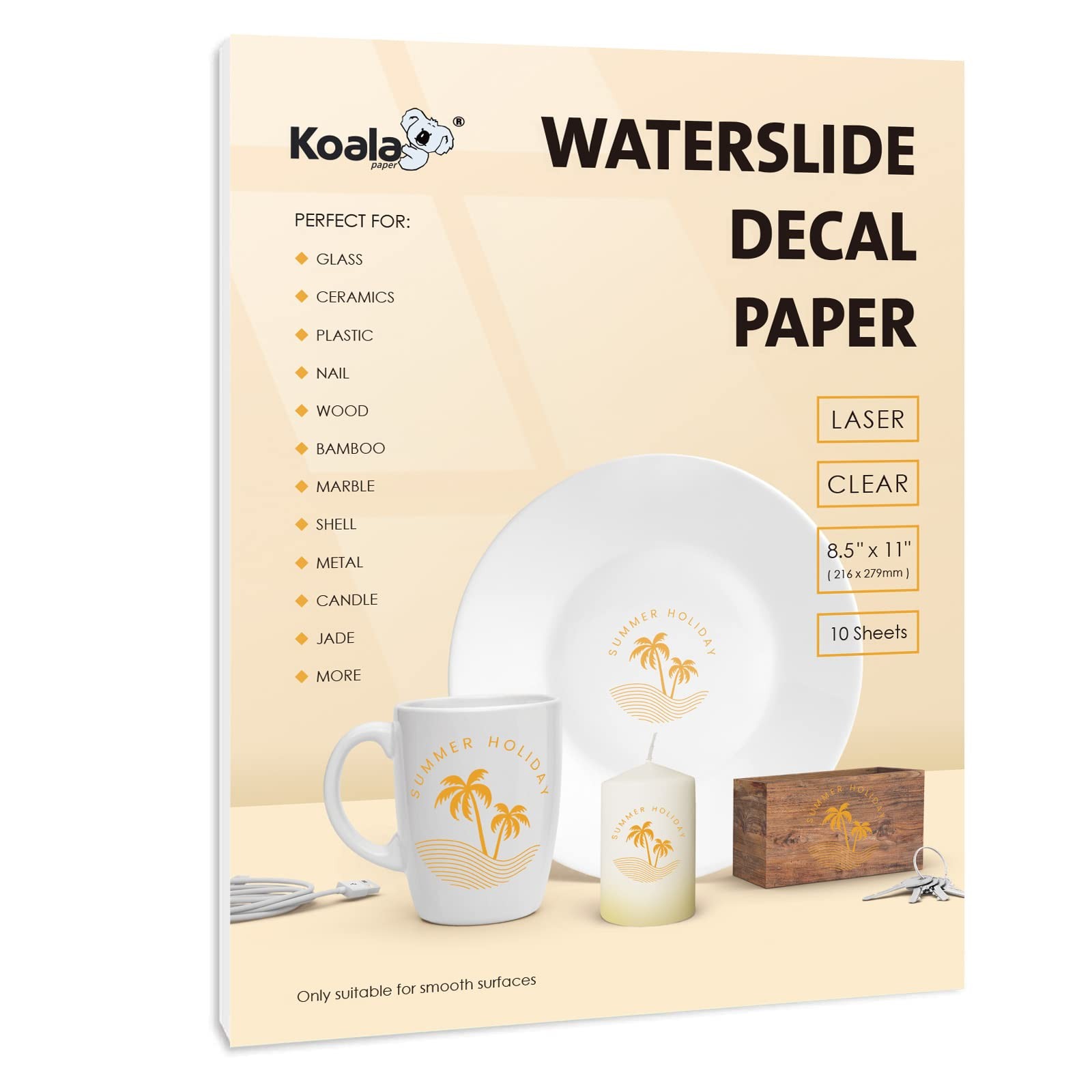 Koala Waterslide Decal Paper for Laser Printer – Clear Transparent – 10