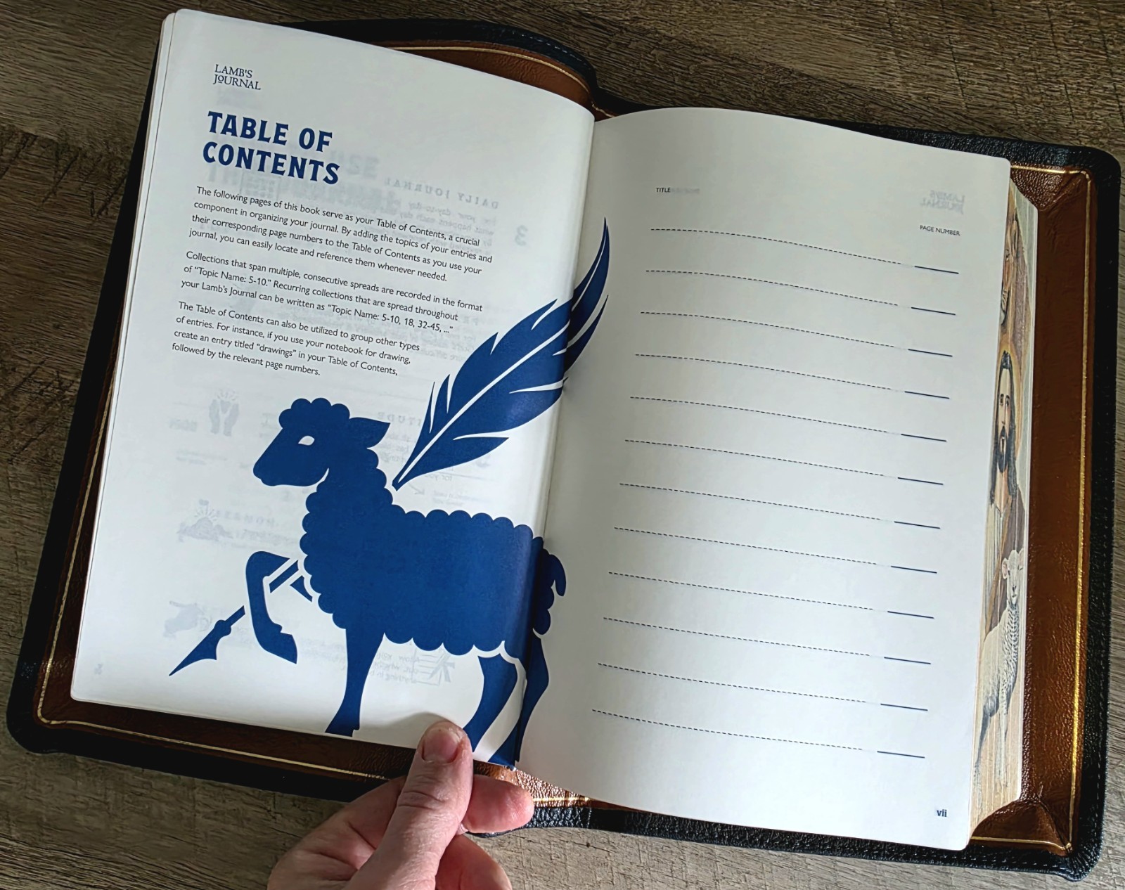 Humble Lamb Lamb’s Journal Sahara Blue Full-Grain Goatskin Leather, Illustrated