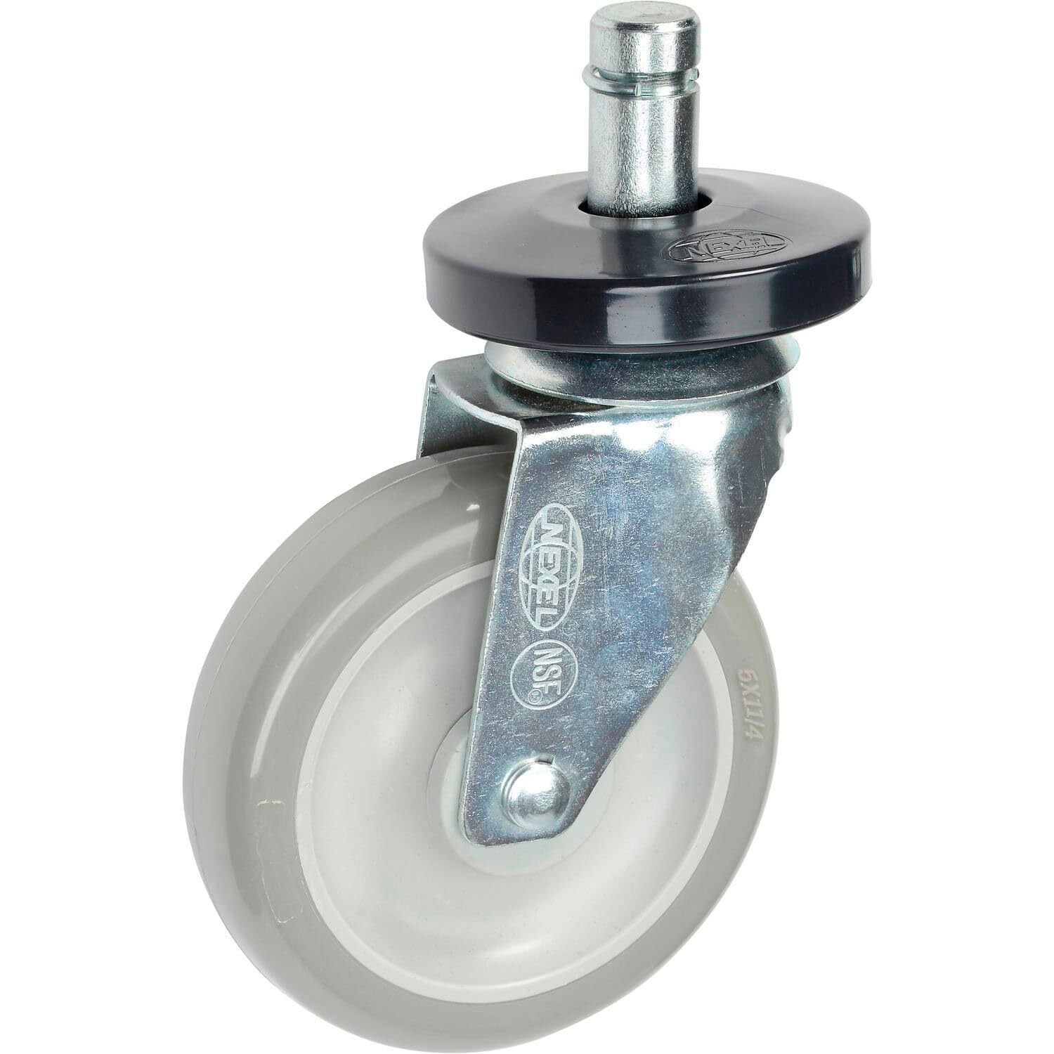 Nexel Stem Casters Set 4 5″ Polyurethane Wheel 2 With Brakes 1200 Lbs. Capacity