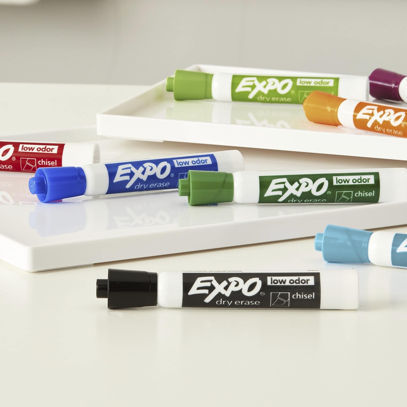 Expo Low Odor Dry Erase Markers 12 Count Assorted Colors Chisel Tip