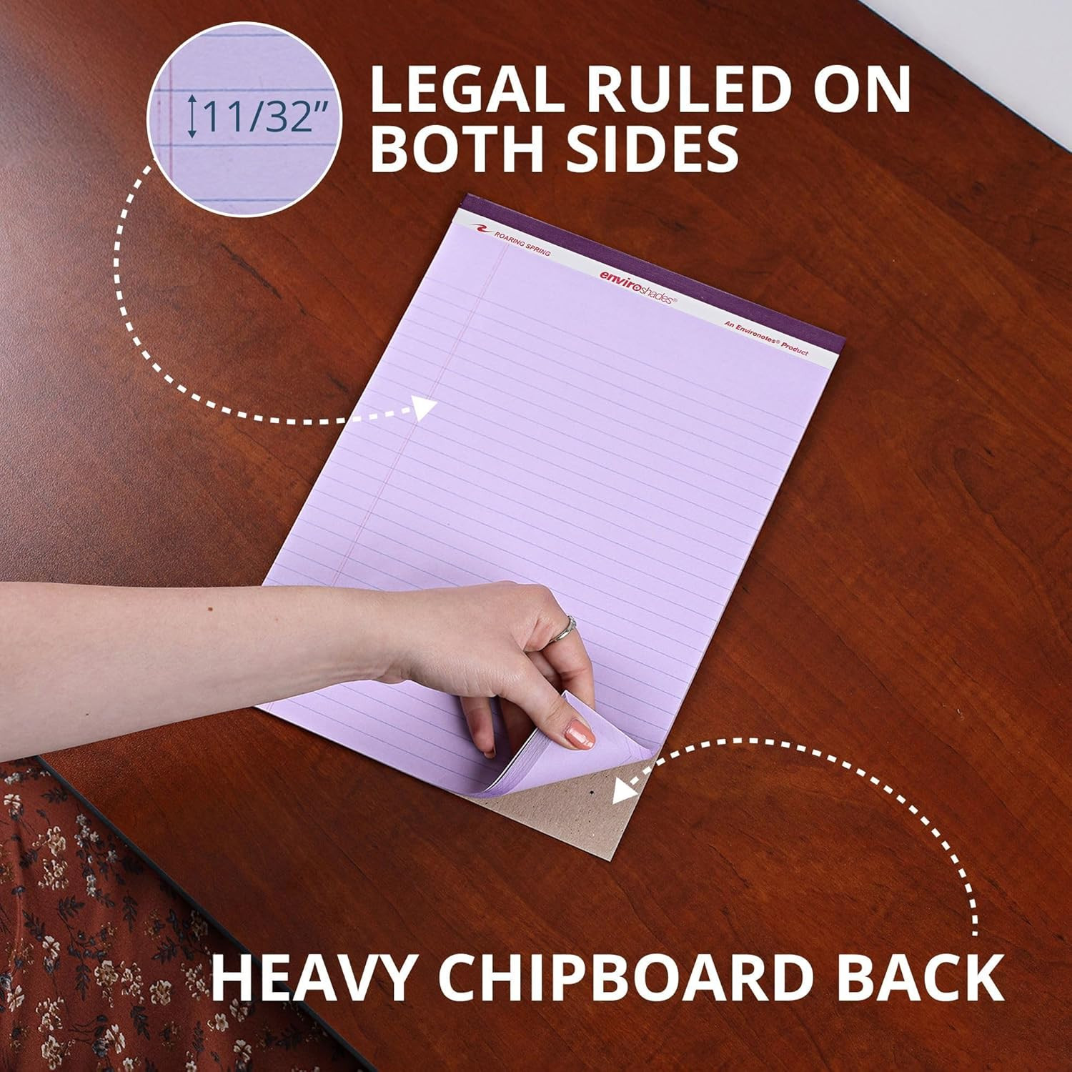 Enviroshades Orchid Legal Pads, 3 Pack, Legal Ruled Recycled Colored Writing Not