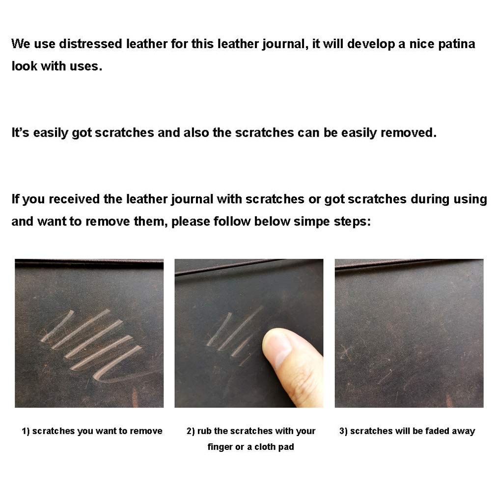 Refillable Leather Journal Travelers Notebook – 8.5 x 4.5 Travel Diary with 5…