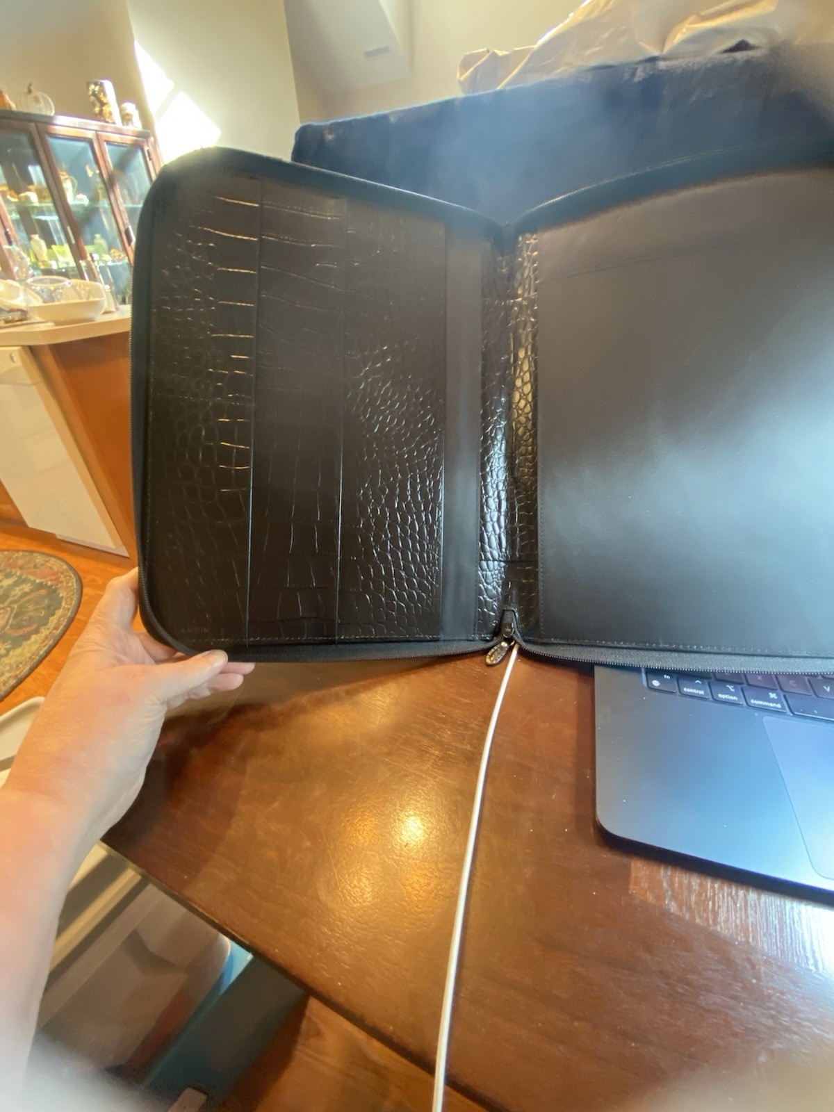 Portfolio Folder Crocodile-Embossed Leather w Lodis Note Pad See Description