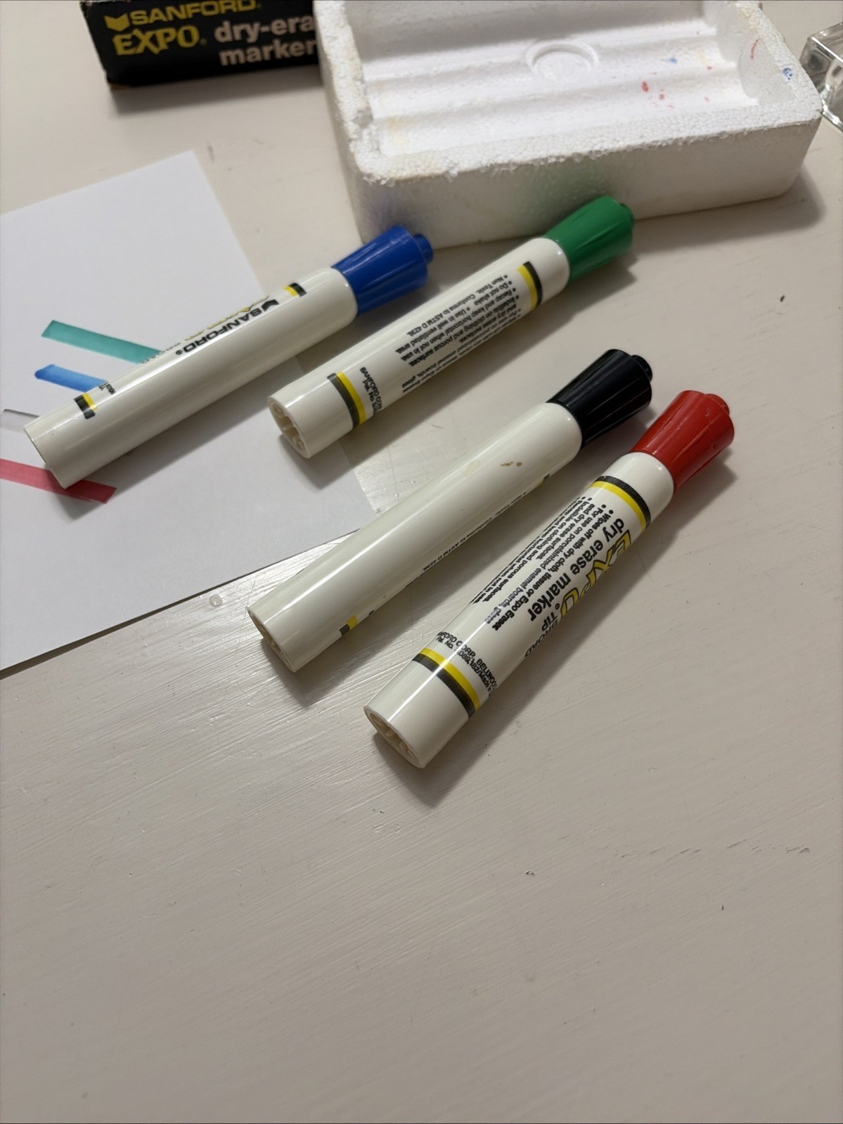 Vintage Expo Dry Erase Sanford Markers Set Chisel Tip #83074 USA 4 Colors Smelly