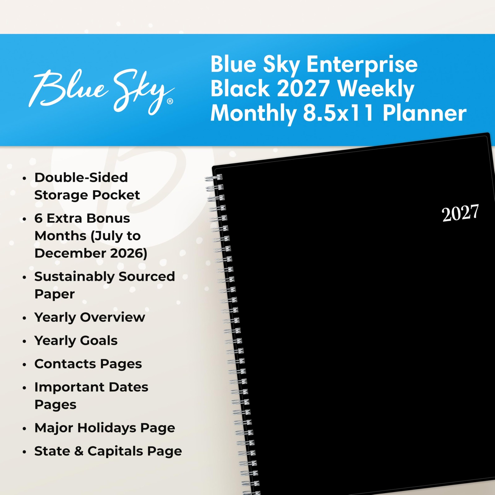 Blue Sky 2027 Weekly and Monthly Planner Calendar, Includes January 2027 – De…