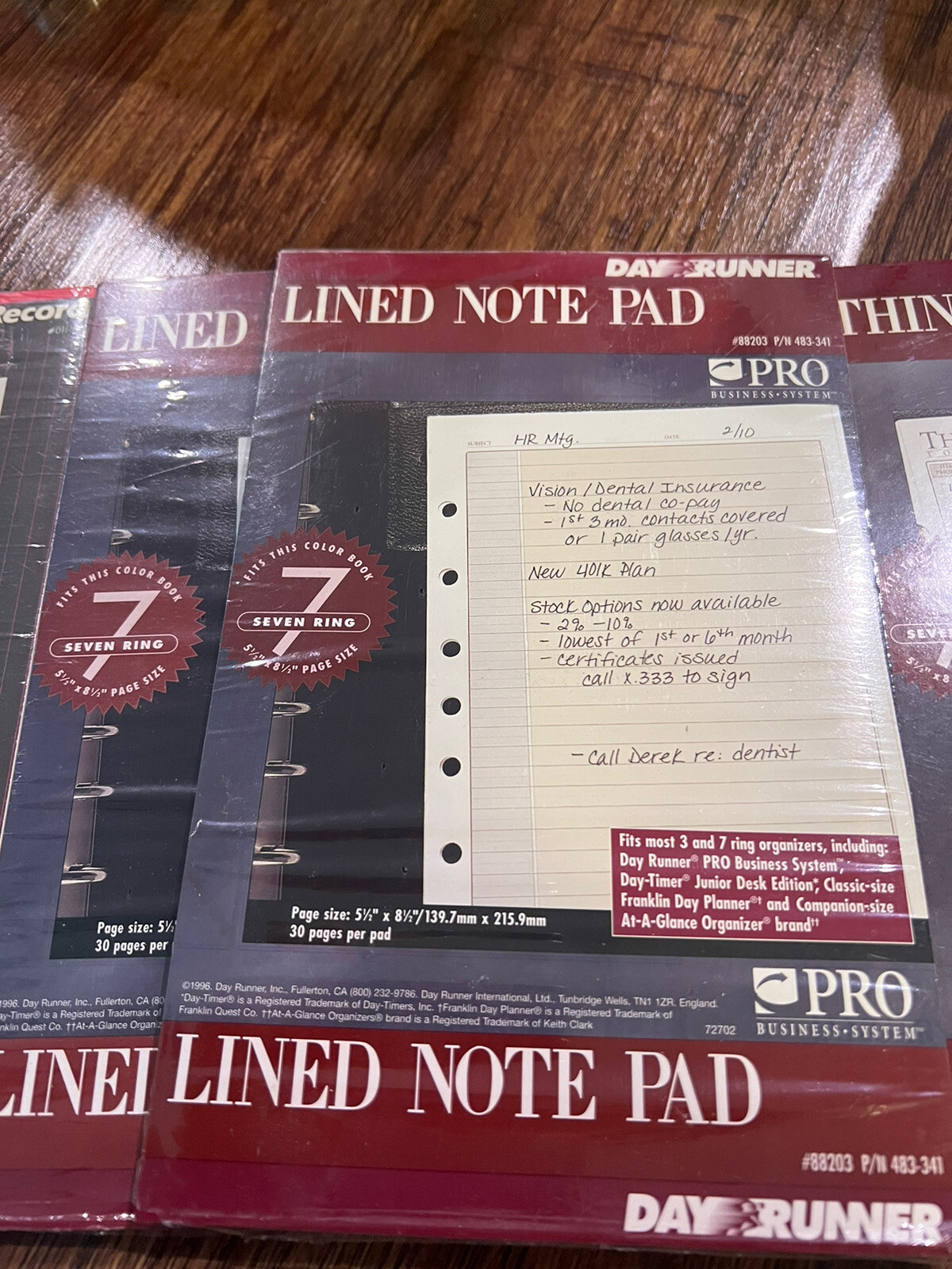 Day Runner refill Priority Notes 5.5″ x 8.5″ 30 Pages 3 or 7 Ring Binder