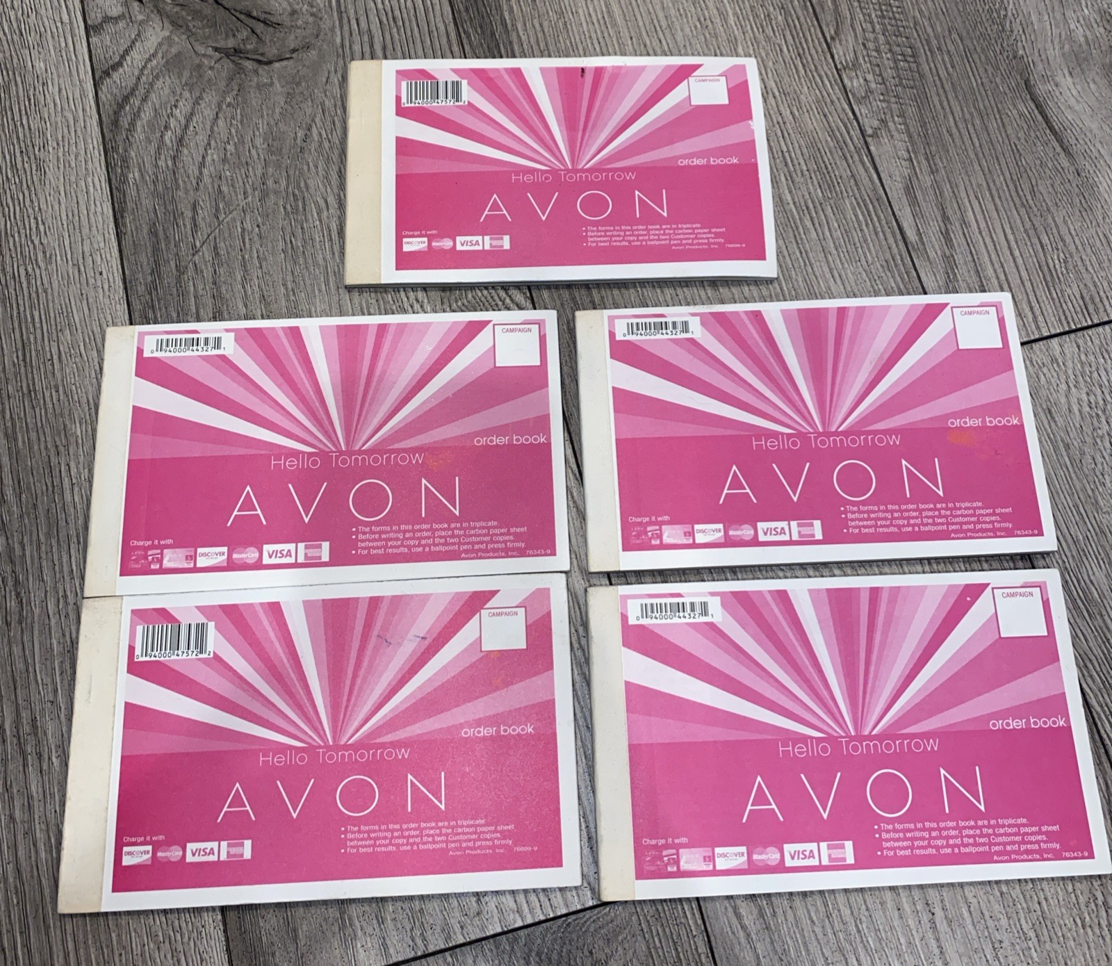 New Discontinued AVON Triple Carbon Order Book Receipt Book set Of 5 – English