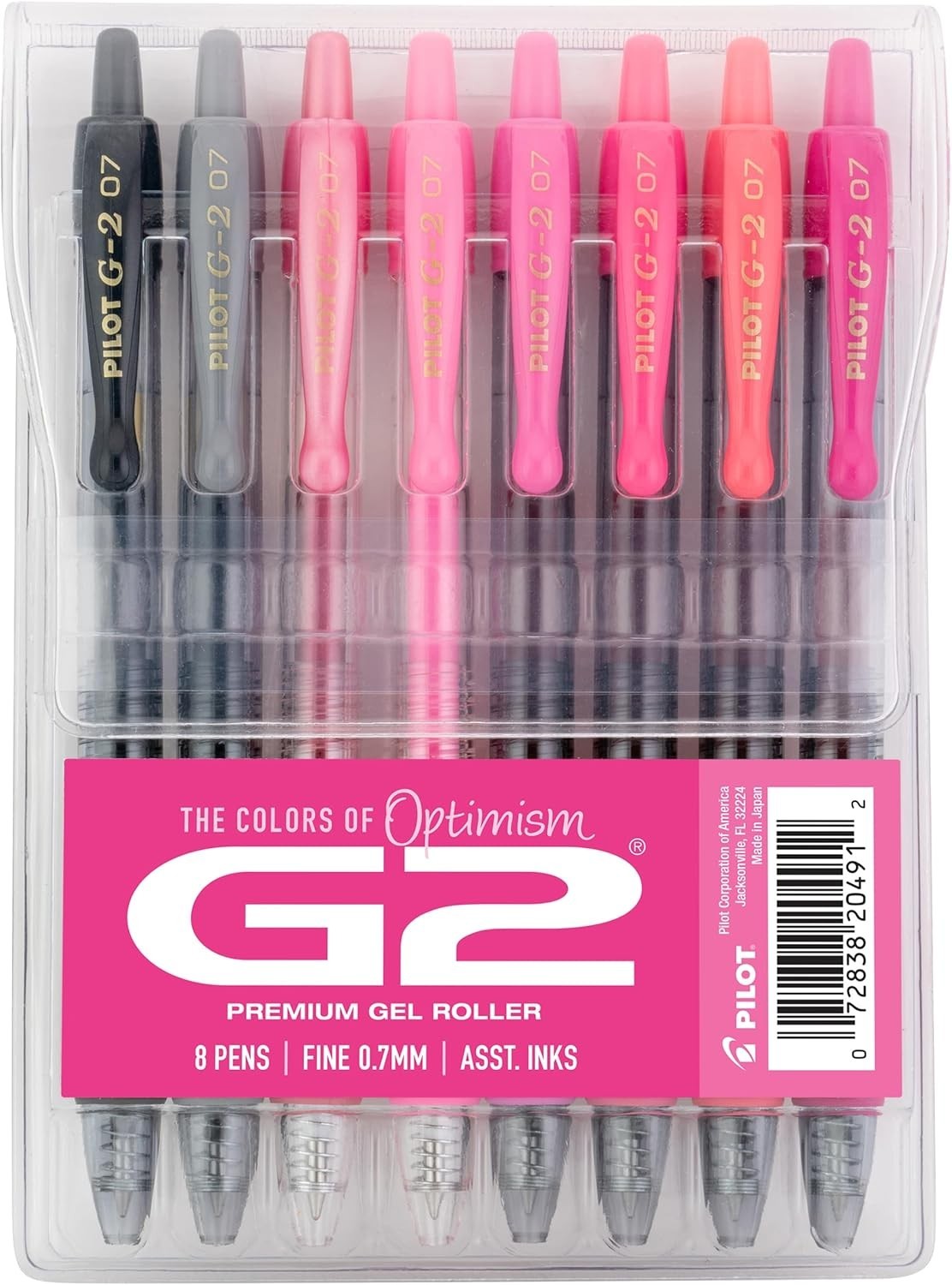 G2 Gel Roller Pens, G2 Boost Pink Pack, The Colors of Optimism, 8 Pack Pouch…