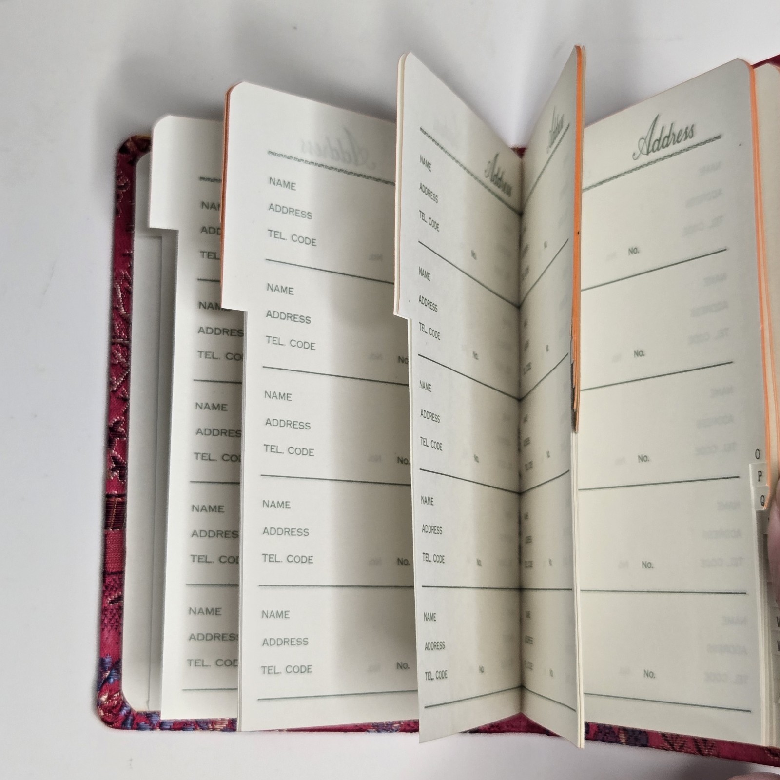 Shanghai, China Embroidered 176 Address Book – Red Silk Brocade Cover – VTG NOS