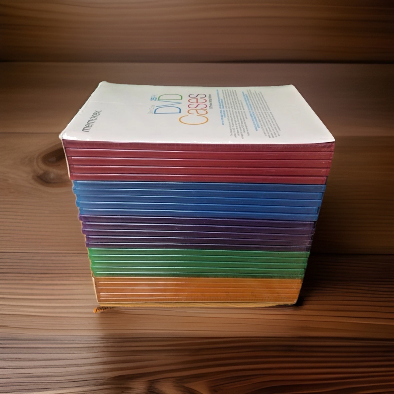 NIB New/Sealed Slim Color DVD Cases 25 pack * Multi-color Memorex