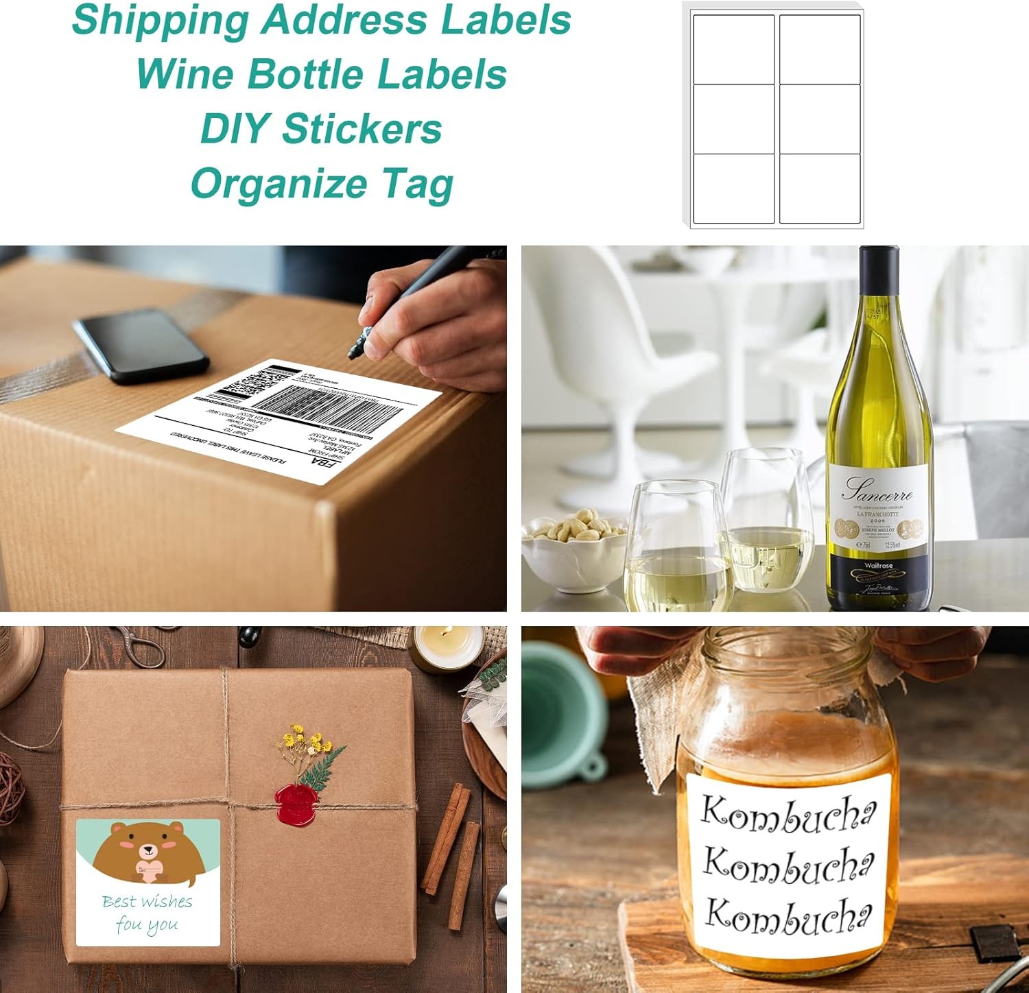 8.5×11 Shipping Label Sheets 6 UP 150 Labels Permanent Adhesive Laser Inkjet
