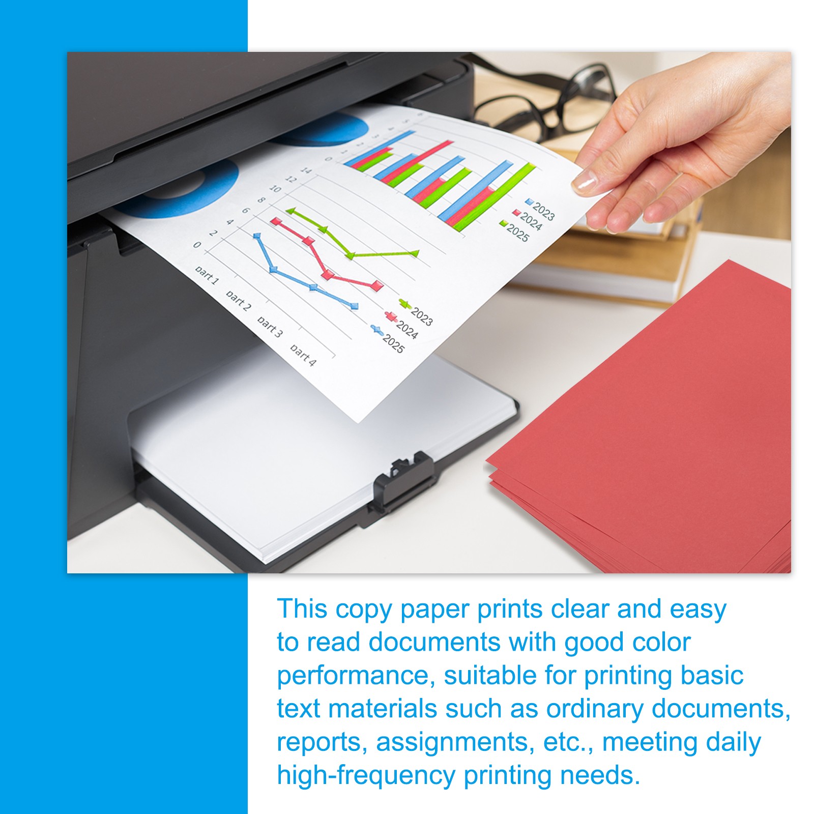 100 Sheets Colored Copy Paper 8.3 x 5.8 Inch 80gsm Bright Red