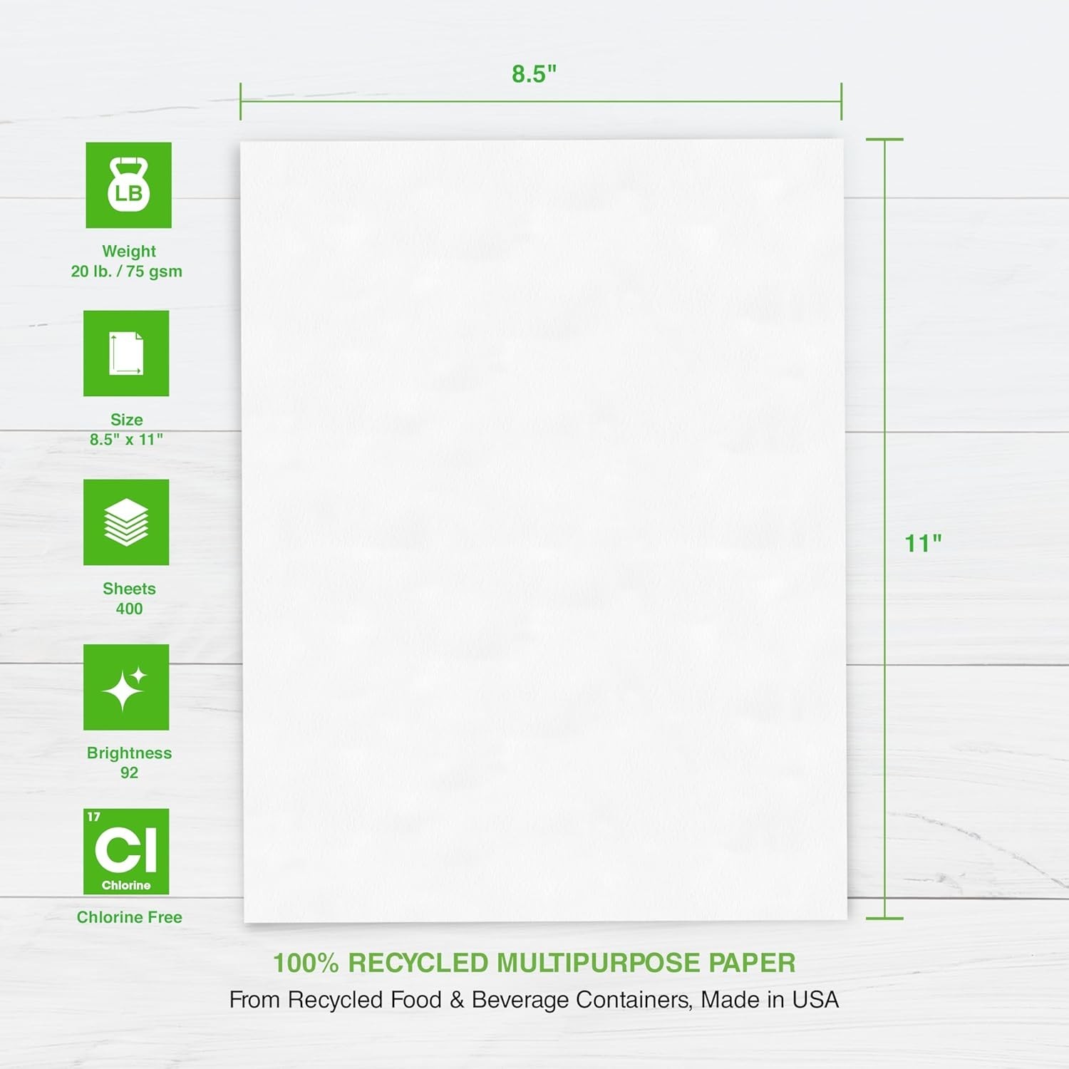 100% Recycled Printer Paper 8.5″ x 11″ White – 20 lb Copy & Multipurpose Comp…