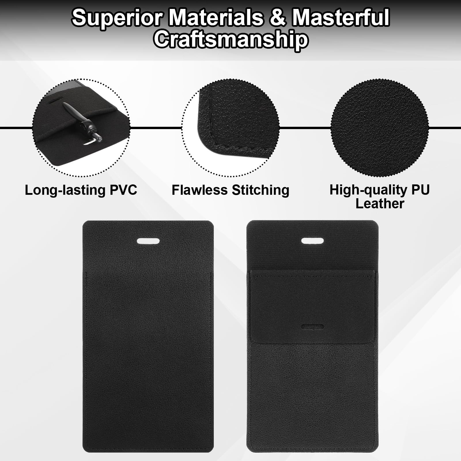 Psyqtsuary 2 Pcs Leather Pocket Protector, PU 1 Count (Pack of 2), Black