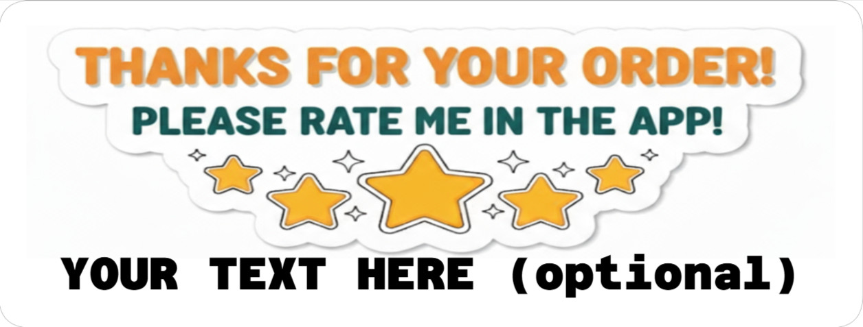 60 Thank You Stickers Uber DoorDash Instacart Grubhub eBay Etsy Rating Reminder