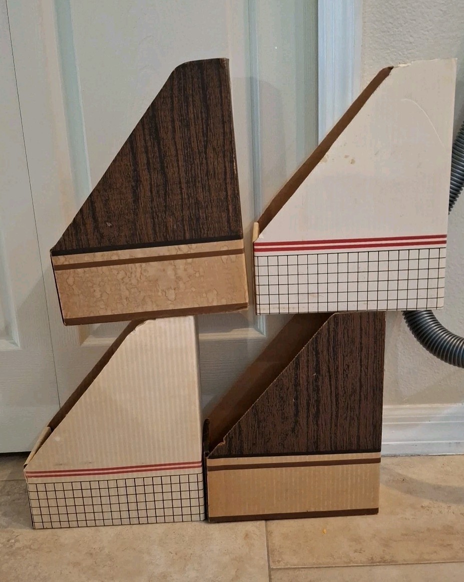 Vintage 80’s Neat Ideas Magazine File Folding Cardboard Bankers Box Lot of 4!