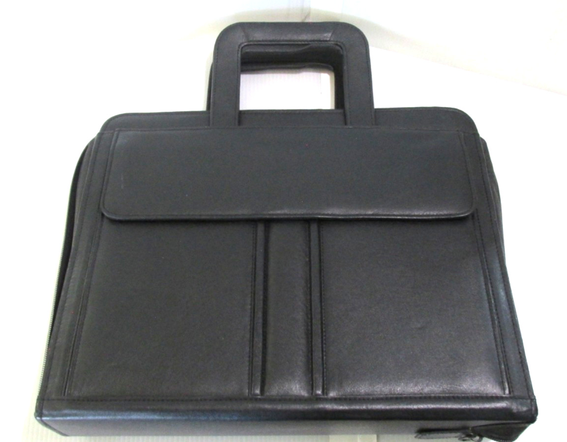 Hazel Zipper Brief Case Retractable Handles 3 Ring Binder 2” Pen Pockets Black