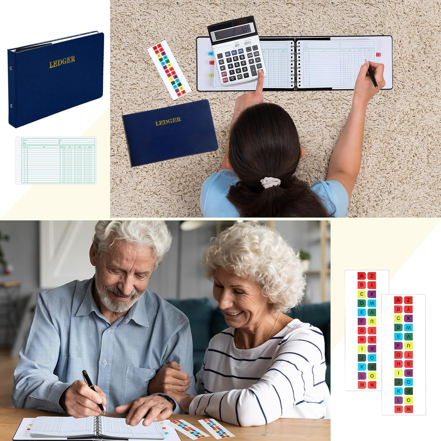 Ring Ledger Binder with 200 Pcs 5″x8.5″ Ledger Sheets Small Index Tabs for Bookk
