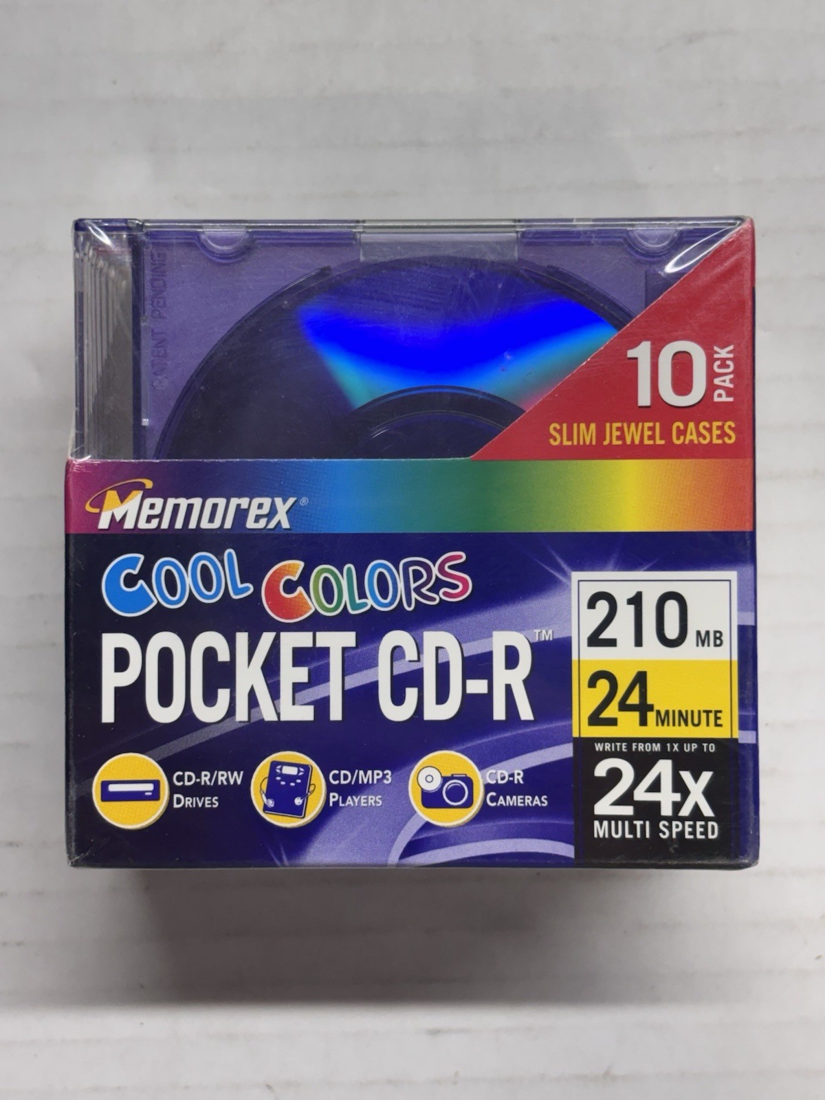 2 sealed Memorex Pocket CD-RW 24x 210 MB 24-min Blank Mini Discs 10 Pack. BONUS