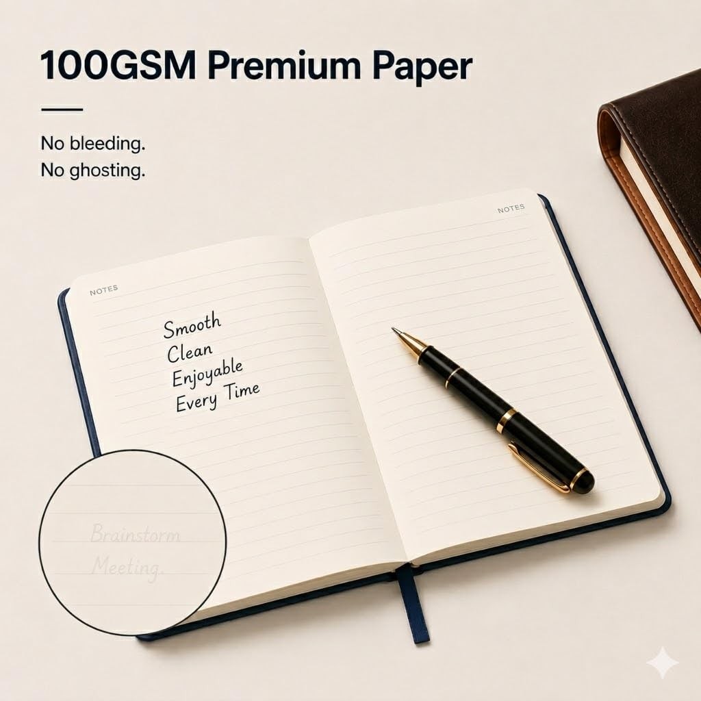 Lined Journal Notebook, Leather Hardcover Notebook, 288 Pages, 100 GSM Thick …