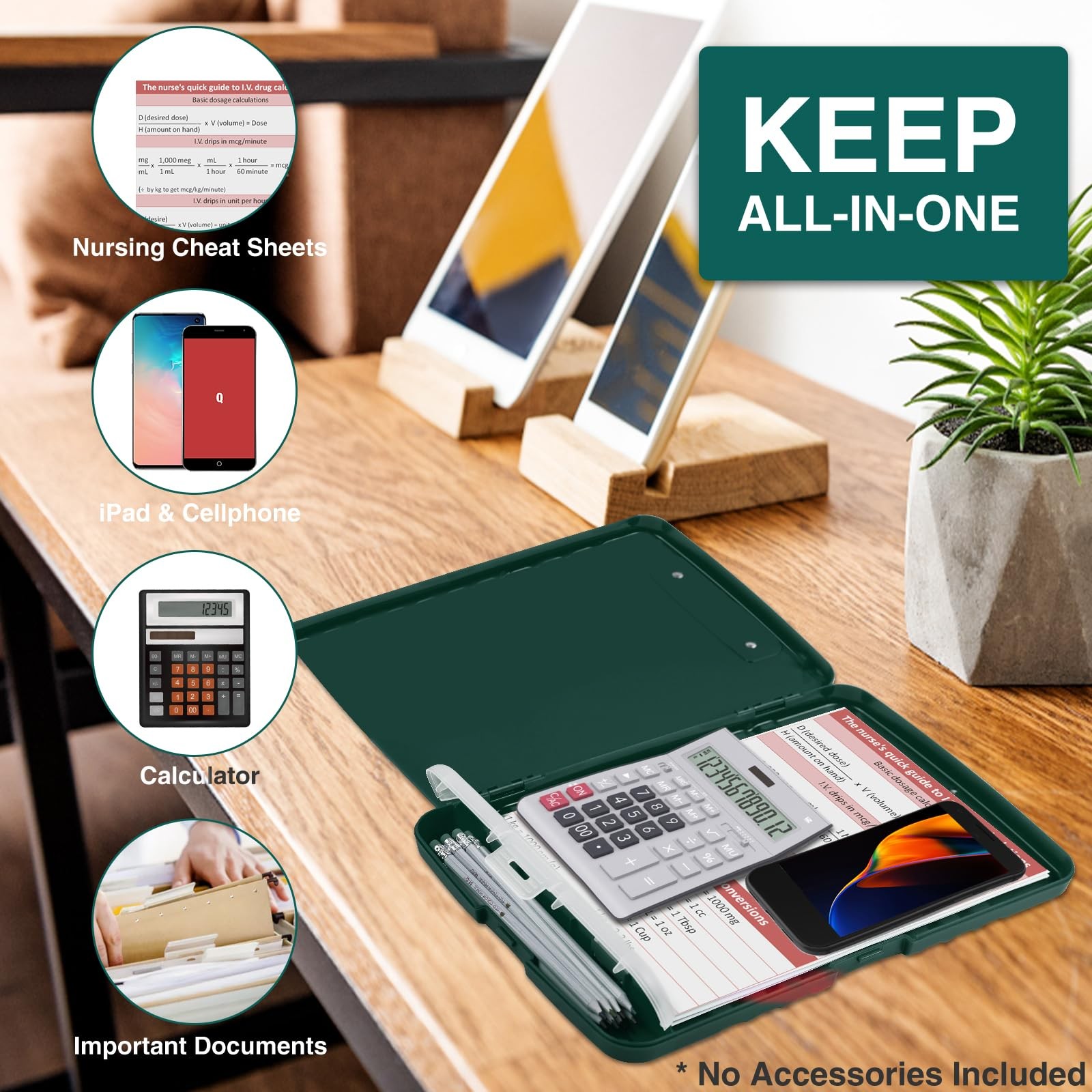Sooez Clipboards with Storage, High Capacity Clip Boards 8.5×11 Dark Green