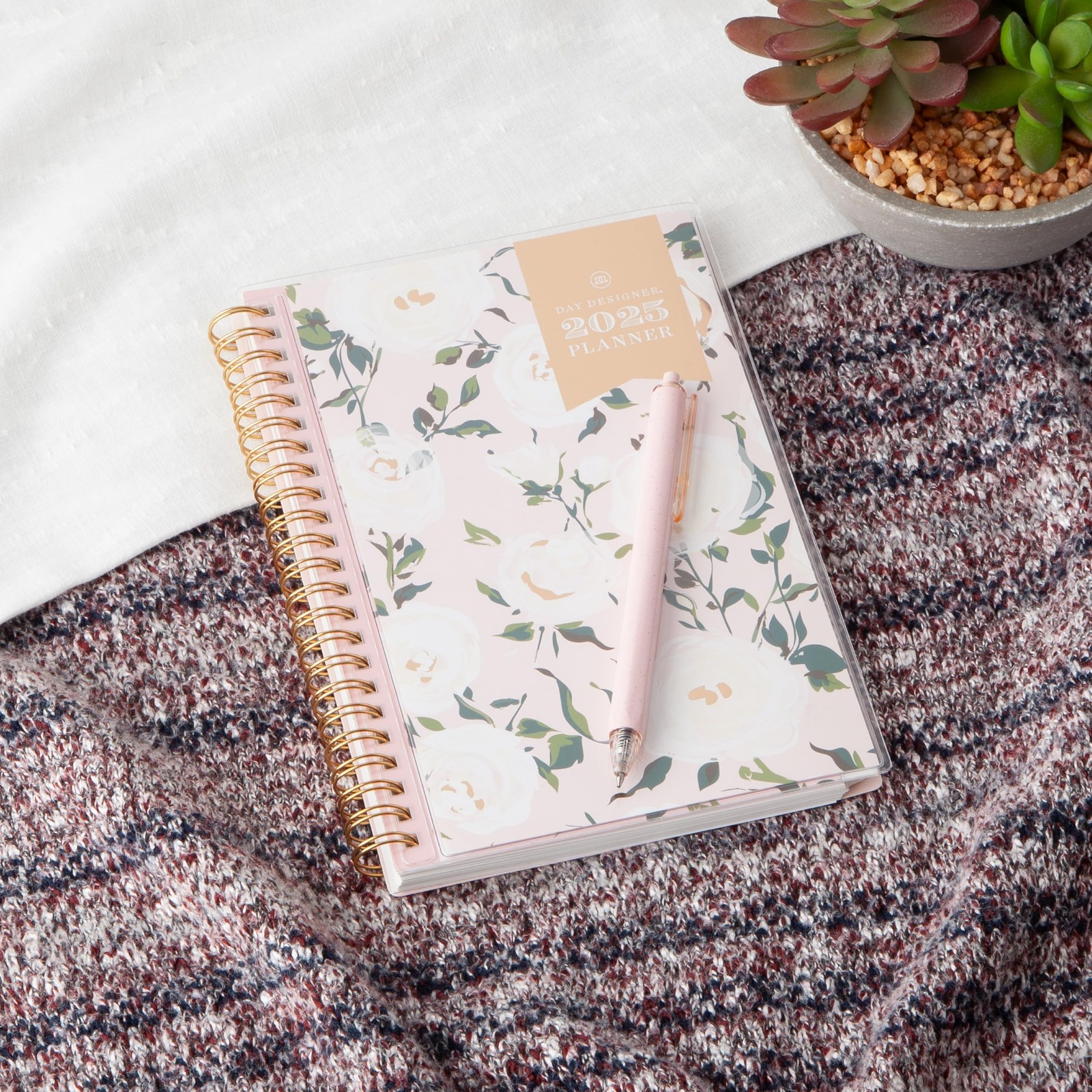 Blue Sky Day Designer Coming Up Roses Planner 2025 5×8 Safety Wirebound