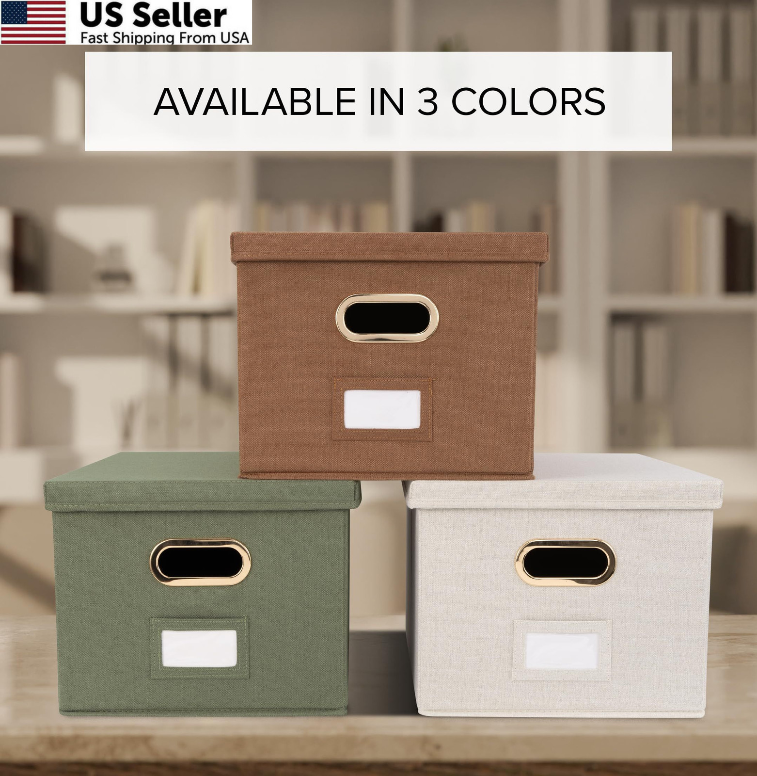 ZICOTO Decorative File Organizer 15.4 inches x 12.4 x 10 inches, Ivory