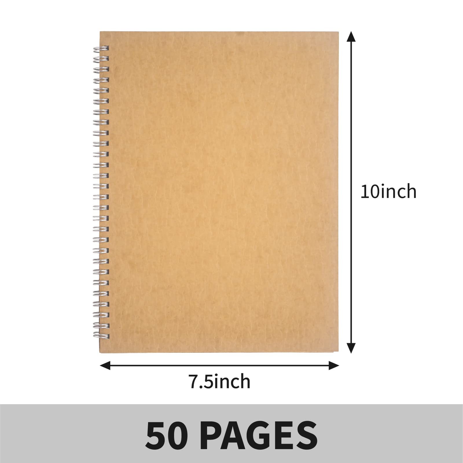 DSTELIN 10 inch x 7.5 inch, 100GSM, Blank Spiral Notebook, 1-Pack, Soft Brown