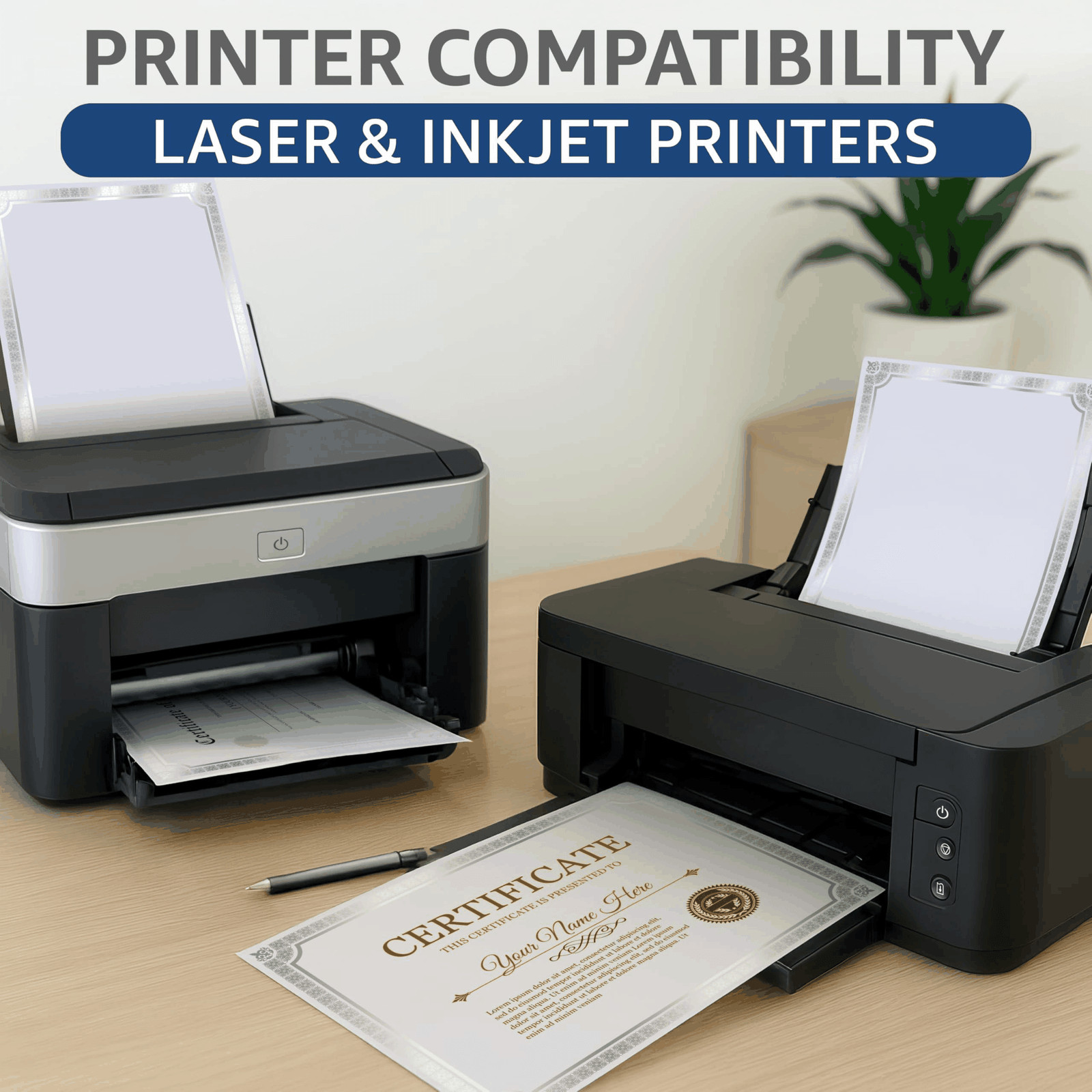 50 Certificate Paper 8.5 x 11 inch for Printing Blank Certificate Papers Silver