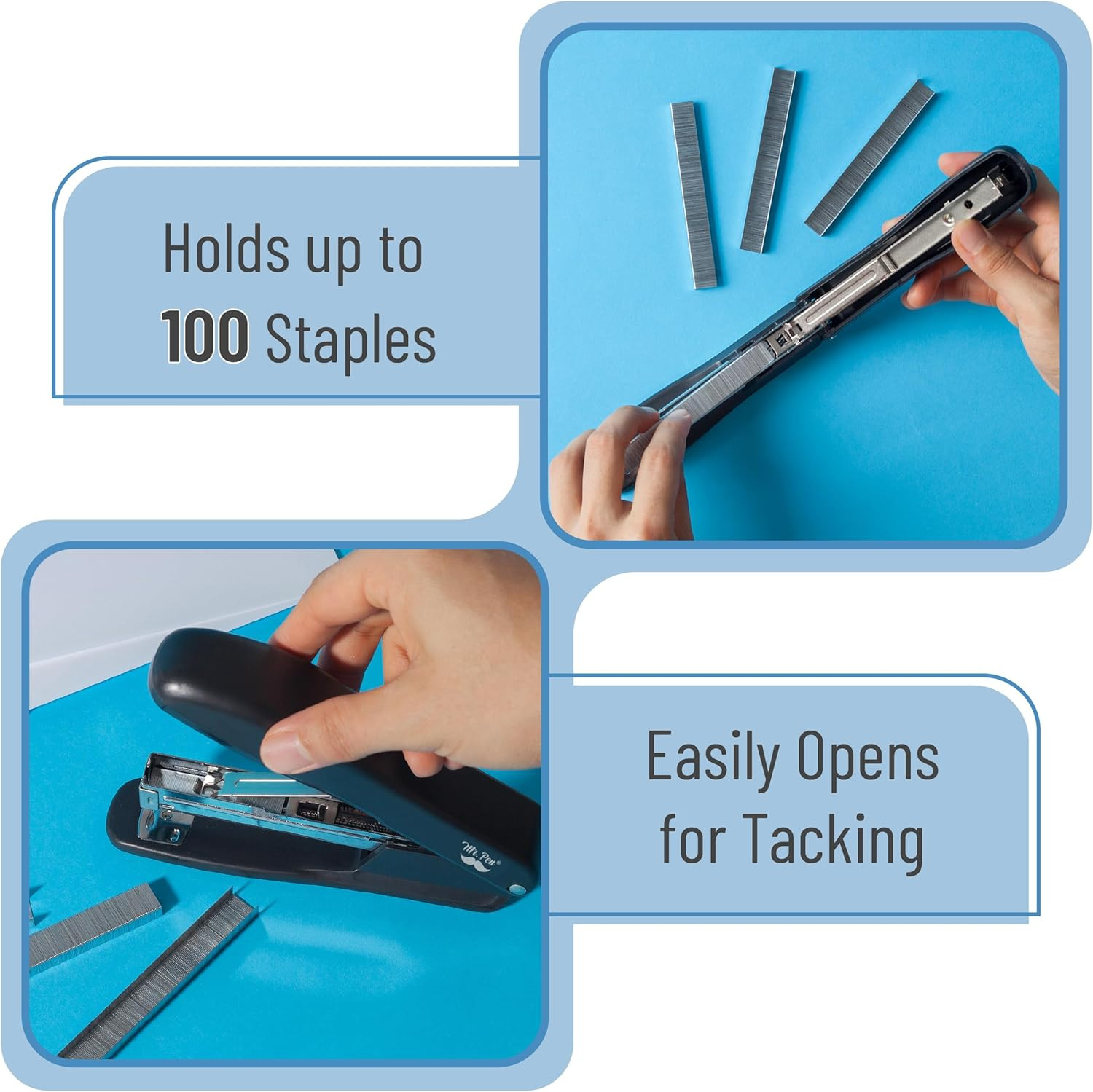 – Staplers with 200 Staples, 20 Sheet Capacity, Pack of 2, Staplers for Desk, Of