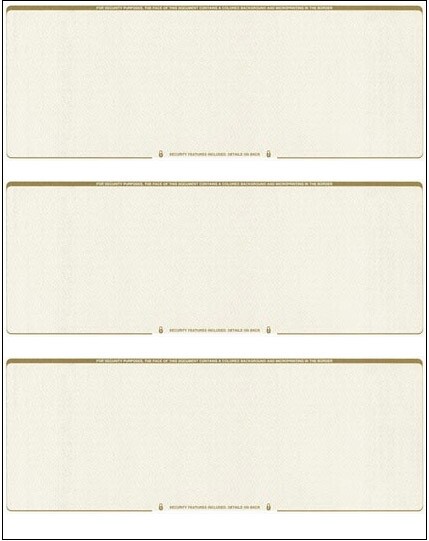 25 Blank Check Stock Paper – 3 On A Page Business Check paper – Gold Diamond