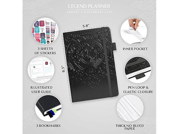 Hourly Planner w/ Time Slots Black A5 (5.5” x 8.3”)