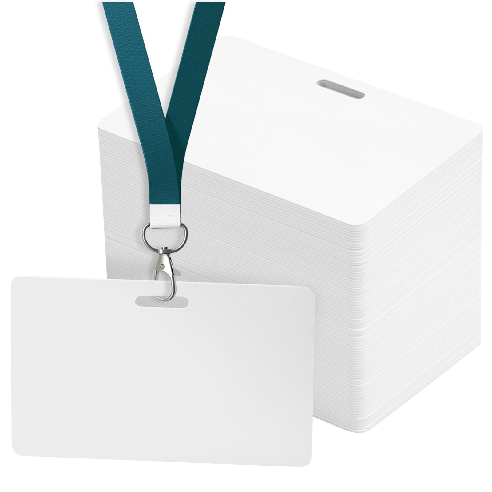 White Blank PVC Cards with Horizontal Slot Punch CR80 30 Mil ID Badge 100 PCS