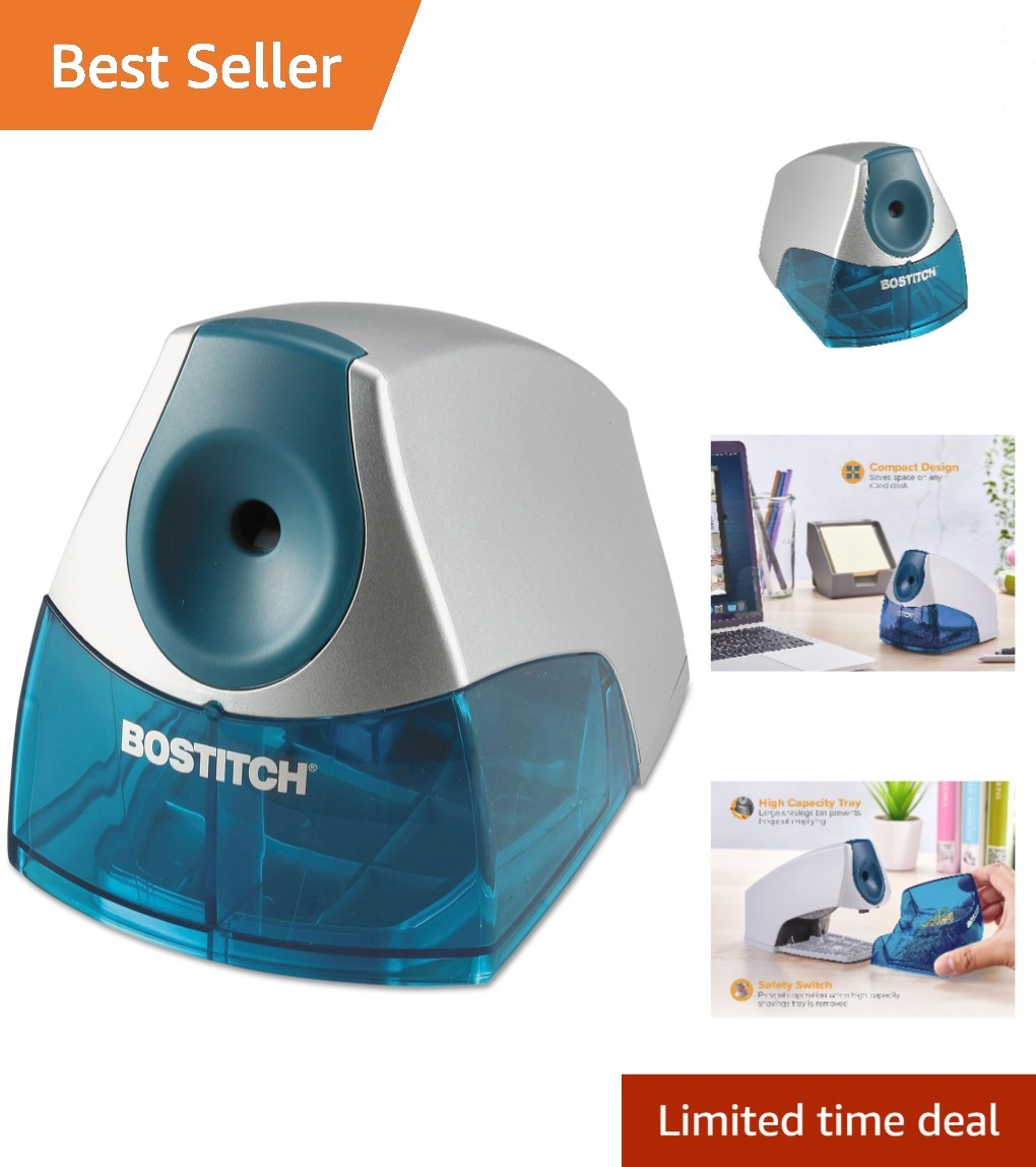 Electric Pencil Sharpener with Heavy-Duty Motor & Safety Switch, Blue